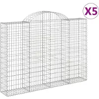vidaXL Gabions avec arc surélevé 5 pcs. 200x30x140/160cm Fer galvanisé