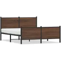 Syfax Cadre de lit en métal sans matelas chêne marron 150x200 cm
