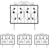 Relaxdays Clôture de parterre , dimensions : 60 x 60 cm (H x L), métal, bordure de parterre à enfoncer, 4 éléments décoratifs, noir