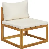 Syfax Canapé central sectionnel et coussin blanc crème Bois d'acacia