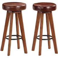 Prolenta Maison Exclusive - Lot de 2 tabourets de bar en cuir véritable et bois massif d'acacia