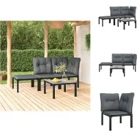 vidaXL Ensemble de salon de jardin 4 pièces noir et gris poly rotin - éléments de salon de jardin