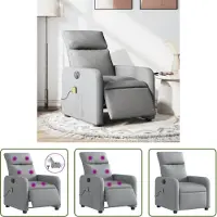 The Living Store Fauteuil de massage électrique Gris clair Tissu
