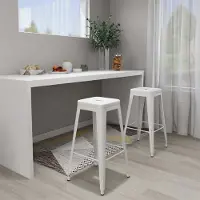 Prolenta Maison Exclusive - Tabourets de bar empilables lot de 2 blanc Métal