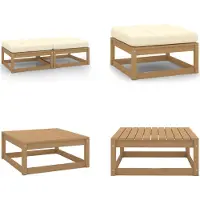 vidaXL Tabouret de jardin avec coussin 2 pcs. Marron miel Pin massif - Tabouret - Repose-pieds - Repose-pieds