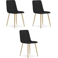 Leobert Chaise KARA - velours noir / pieds couleur bois x 3