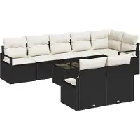 Syfax Ensemble de Canapés avec coussin 9 pcs Noir polyrotin