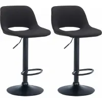 CLP 2x Chaise de bar Camden - tissu, châssis blanc - Noir