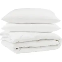 vidaXL Couette avec oreiller 3 pcs blanc microfibre