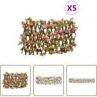 The Living Store Treillis avec lierre artificiel 5 pcs. Extensible 180x20 cm