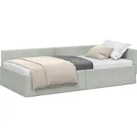 Syfax Cadre de lit d'angle Gris clair 90 cm x 200 cm Velours