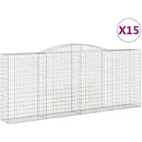 vidaXL Gabions avec arc surélevé 15 pcs 400x50x160/180cm Fer galvanisé