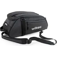 Wiltec Sacoche étanche multifonctionnelle pour porte-bagages noire – capacité 8 L – avec Compartiments bandoulière housse de pluie – pour vélos et vélos électriques – Sac de bicyclette – Cyclisme