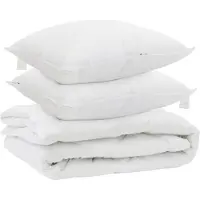 vidaXL Couette toute l'année avec oreiller 3 pcs blanc microfibre