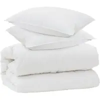 vidaXL Couverture avec coussins, 3 pièces, blanc, microfibre