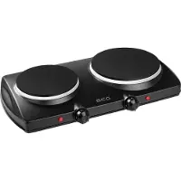 Ecg EV 2512 Black | Plaque de cuisson double | 2 plaques d'un diamètre de 185 mm et 155 mm | Noir |