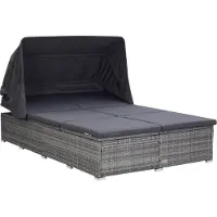 Syfax Transat à 2 places avec coussin Résine tressée Gris