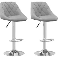 Syfax Tabourets de bar lot de 2 gris clair velours