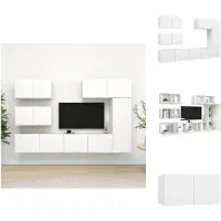 vidaXL Ensemble de 6 meubles TV Blanc Matériau dérivé du bois - Meubles TV