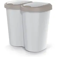Prosperplast Corbeille à déchets Compacta B Duo marron/ashmir capacité 40L un compartiment deux couvercles montage mural NDBS40-WG5C_427C
