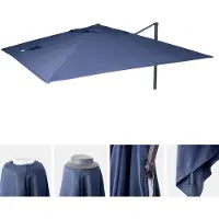 Mendler Housse de remplacement pour parasol de jardin de luxe HWC-A96, housse de parasol de remplacement, 3x4 mètres (diamètre 5 mètres), polyester, couleur bleu