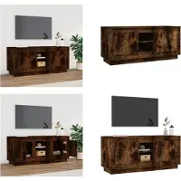 vidaXL Armoire TV chêne fumé 102x35x45 cm Bois composite - Armoire TV - Meubles TV - Support TV