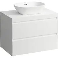 Laufen LANI Plan de lavabo blanc mat incl. meuble sous-lavabo, 1 découpe au centre, 785x495x580mm, H4045511129991