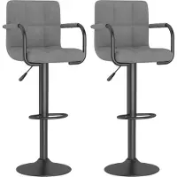 Syfax Tabourets de bar lot de 2 gris clair velours