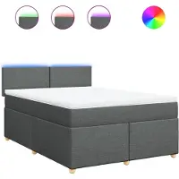 vidaXL Lit boxspring avec matelas gris foncé 140x200 cm Tissu