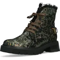 LAURA VITA Bottines en cuir pour femmes Motifs floraux et volants Kouleo 47, Taille:37 EU, Couleur:Vert