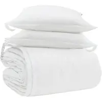 vidaXL Ensemble couette et oreiller 3 pcs Blanc Plume de duvet