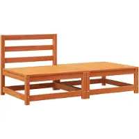 vidaXL Canapé de jardin sans accoudoirs avec pouf en bois de pin brun cireux