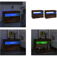 vidaXL Armoires TV 2 pcs. avec lampes LED chêne fumé 60x35x40 cm - Armoire TV - Meubles TV - Supports TV