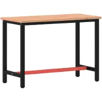Syfax Établi 115x55x81,5 cm bois massif de hêtre et métal