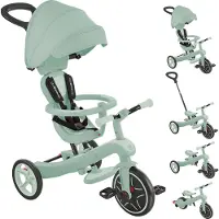 Globber EXPLORER TRIKE 4in1 ECO – Poussette, tricycle et vélo sans pédales, 10/8,5 pouces, siège TPR, réglable en hauteur, pistache