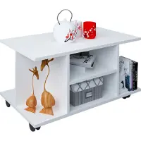 VCM Table basse en bois | Sofatic avec espace de rangement suffisant | Dimensions env. H. 40 x W. 80 x D. 40 cm | Table de salon enroulable - Findula