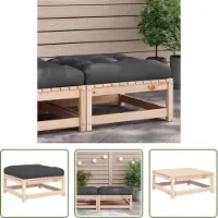 The Living Store Tabouret de jardin avec coussin Pin massif
