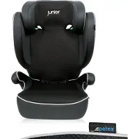 Petex siège auto 2 en 1 avec ISOFIX, norme i-Size ECE R129 pour enfants de 100 à 150 cm, siège auto pour enfants réglable en hauteur, noir |Basic Plus de