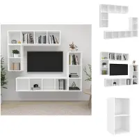 vidaXL Ensemble de meubles TV 4 pièces Blanc Matériau dérivé du bois - Meubles TV