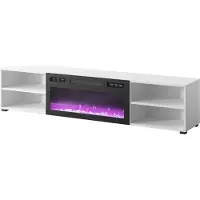 Homlando Armoire TV Rollo 180 cm BLANC mat avec NOIR Cheminée électrique Lowboard Sideboard Support TV moderne