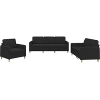 vidaXL Ensemble de canapés 3 pièces avec coussins Tissu noir