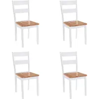 Syfax Chaises à manger lot de 4 blanc bois d'hévéa massif