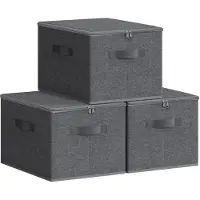 Songmics Boîtes de rangement avec couvercle, lot de 3, pliables, avec poignées