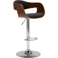 Syfax Tabouret de bar Gris Bois courbé et tissu