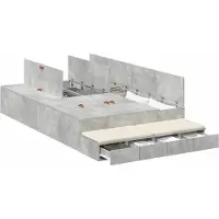 Syfax Cadre de lit avec rangement Gris béton 120 cm Bois d'ingénierie