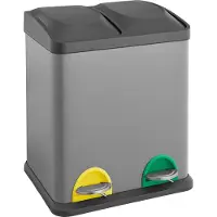 SVITA TC2X15 Poubelle grise 30 litres Poubelle de tri sélectif acier 2x15L