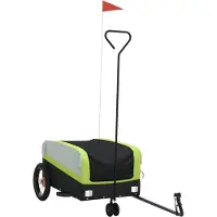 Syfax Remorque de vélo noir et vert 30 kg fer