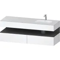 Duravit Collection One lavabo à encastrer avec meuble sous-vasque en console, 1600x550x600mm, niche graphite mat, vasque à droite, QA4796049180000