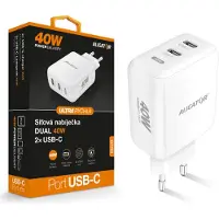 Aligator Chargeur secteur intelligent Power Delivery 40W, 2xUSB-C, blanc