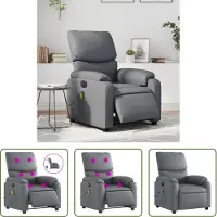 The Living Store Fauteuil de massage électrique gris similicuir